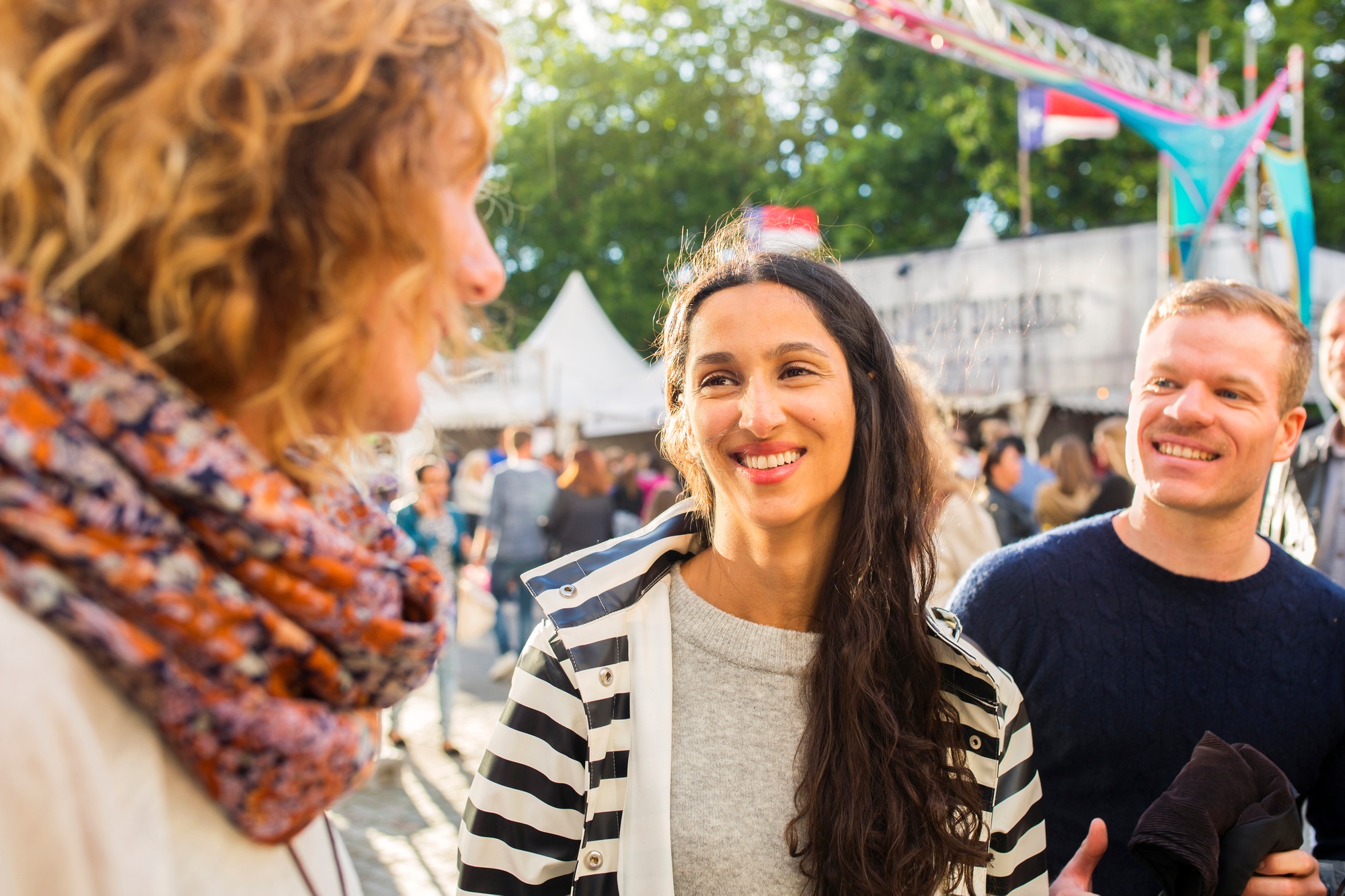 Smiling friends during festival